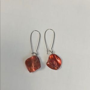 Coral glass bead earrings